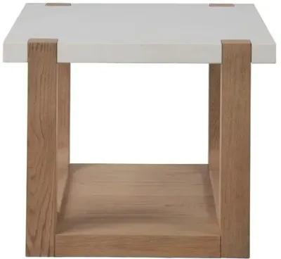 Rosa End Table - Natural Oak/White Quartz - Brown