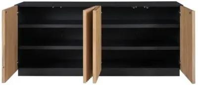 Desiree Fluted Credenza - Black/Tan