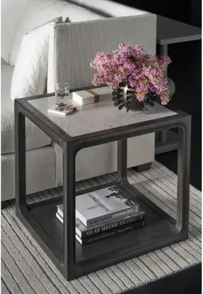 Jemma Square Stone Top End Table - Ravenwood - Black