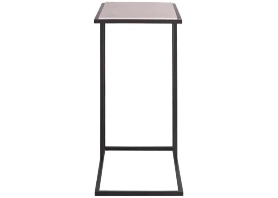 Jaiden Metal & Stone Drink Table - Soft Matte Black