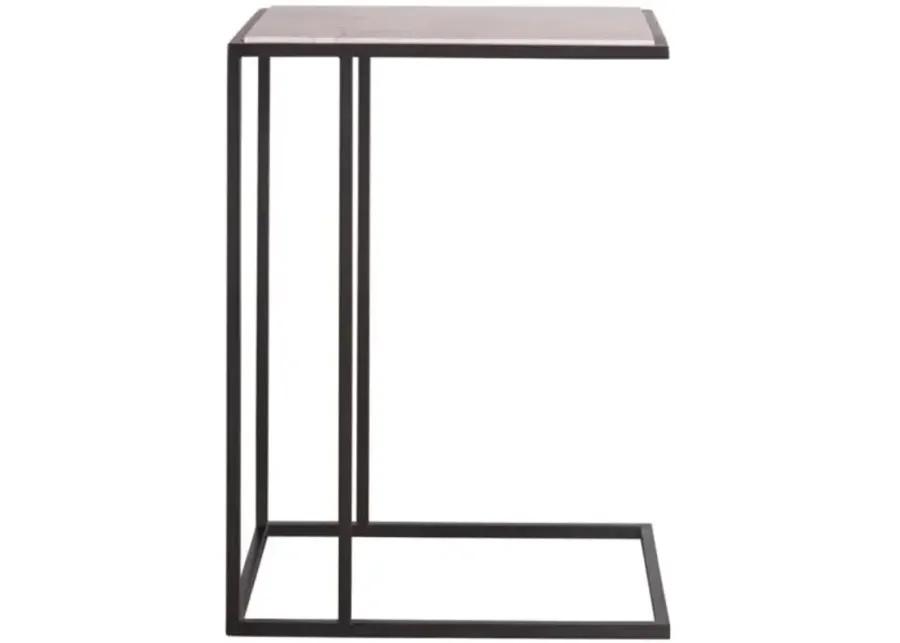 Jaiden Metal & Stone Drink Table - Soft Matte Black