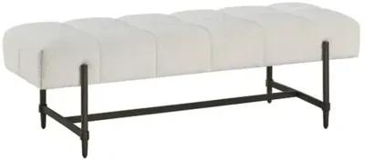 Freddie Tufted Bench - Soft Matte Black/Ivory Boucle