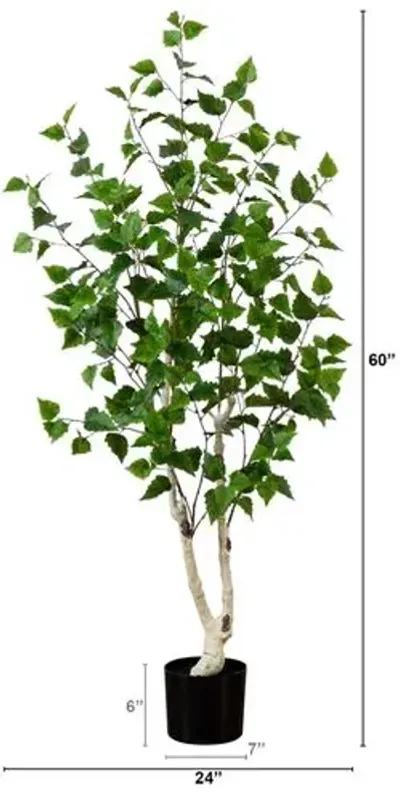 5ft. Artificial Birch Tree with Real Touch Leaves - Green