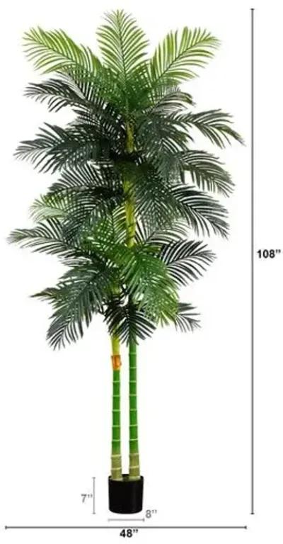 9ft. Artificial Double Golden Cane Palm Tree - Green