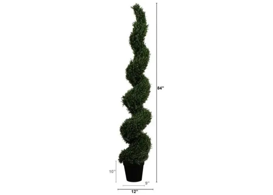 7ft. UV Resistant Artificial Rosemary Spiral Topiary Tree - Green