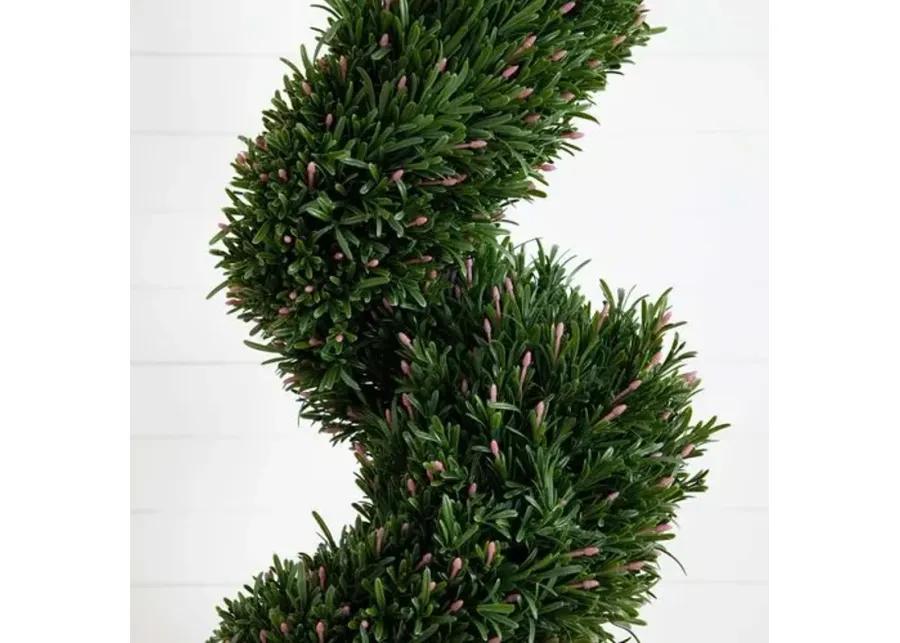 8ft. UV Resistant Artificial Rosemary Spiral Topiary Tree - Green