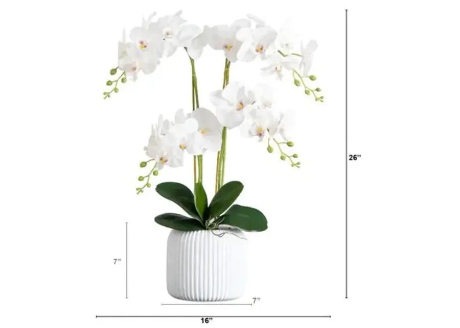 26in. Artificial Phalaenopsis Orchid Arrangement - Green