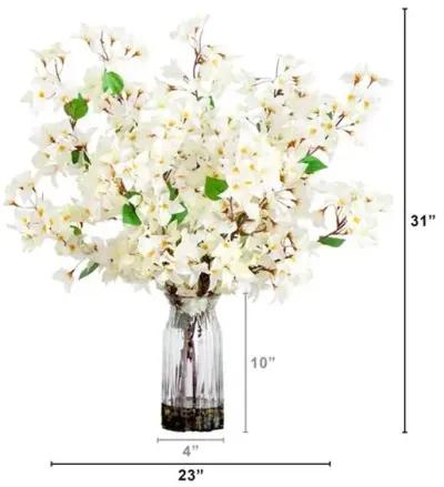 31in. Artificial Bougainvillea Arrangement in Vase - Green