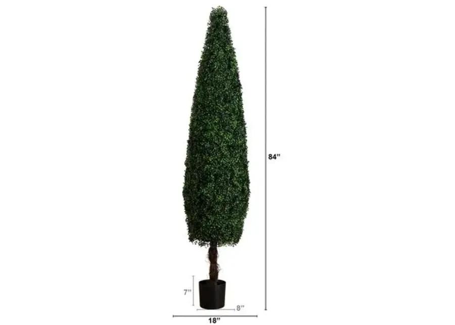 7ft. UV Resistant Artificial Boxwood Topiary Cone Tree - Green