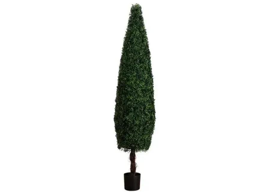 7ft. UV Resistant Artificial Boxwood Topiary Cone Tree - Green