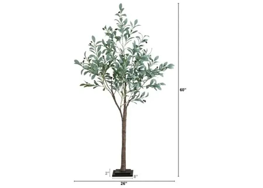 5ft. Lighted Artificial Fruiting Olive Tree - Green