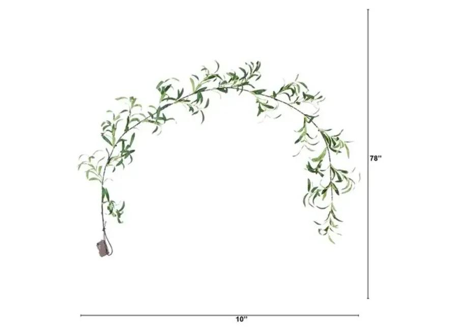 6.5ft. Lighted Artificial Olive Garland - Green