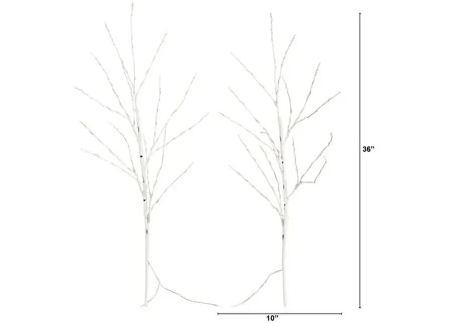 Set of 2 36in. Pre-Lit Artificial White Birch Branches - Green