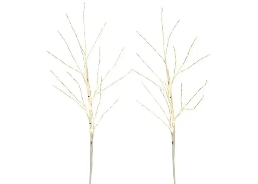 Set of 2 36in. Pre-Lit Artificial White Birch Branches - Green