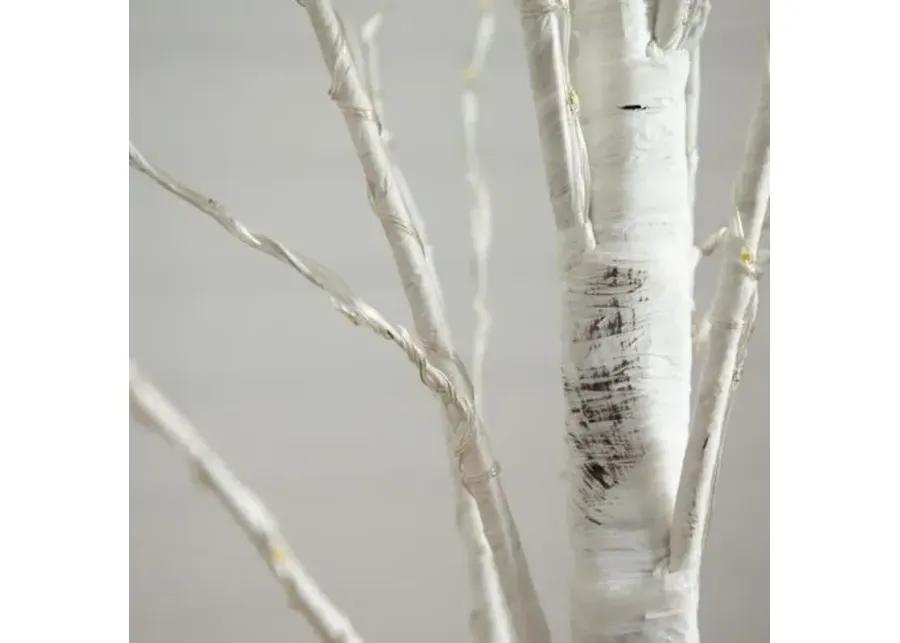 6ft Pre Lit Artificial White Birch Tree - Green