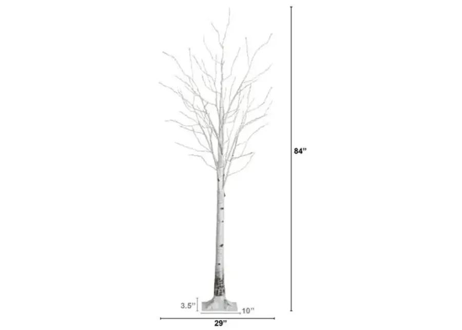 7ft. Pre-Lit Artificial White Birch Tree