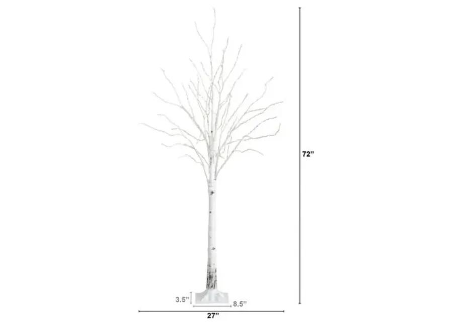 6ft. Pre-Lit Artificial White Birch Tree