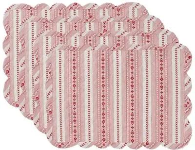 Set of 4 Villa Stripe Quilted Placemats - Red - Juliska