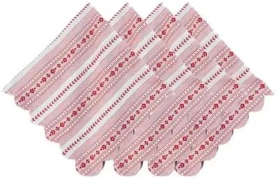 Set of 4 Villa Stripe Napkins - Red - Juliska