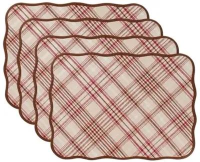 Set of 4 Harvest Tartan Placemats - Mulberry - Brown - Juliska