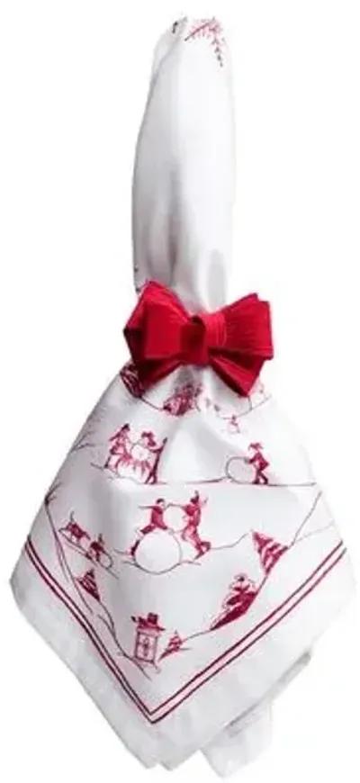 Set of 4 Country Estate Winter Frolic Napkins - Ruby - Juliska - Red