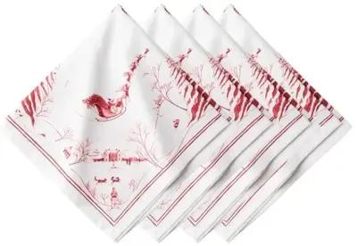 Set of 4 Country Estate Winter Frolic Napkins - Ruby - Juliska - Red