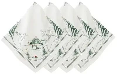 Set of 4 Country Estate Winter Frolic Napkins - Evergreen - Juliska