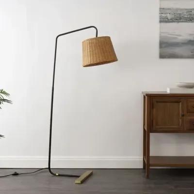 Crishell 62" Floor Lamp - Black/Natural Rattan