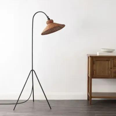 Kendalyn 62 " Floor Lamp - Black/Natural Rattan