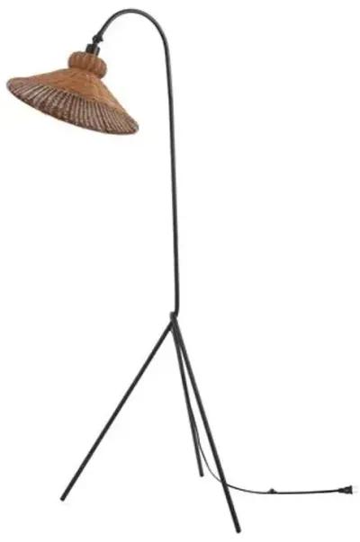 Kendalyn 62 " Floor Lamp - Black/Natural Rattan