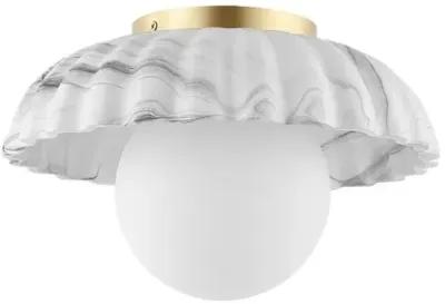 Amiren 12" Flush Mount - White Marble/Gold