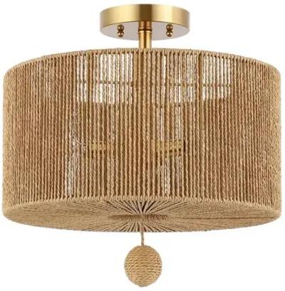 Mazey 3-Light 15.25" Flush Mount - Natural/Gold - Brown