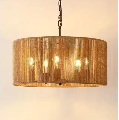 Malix 5-Light 24" Pendant - Natural/Black - Brown