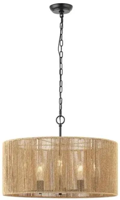 Malix 5-Light 24" Pendant - Natural/Black - Brown