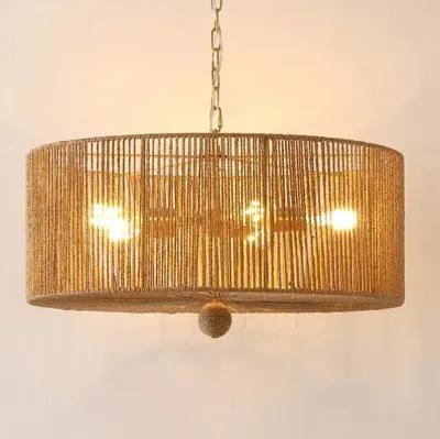 Mazey 5-Light 24" Pendant - Natural/Gold - Brown