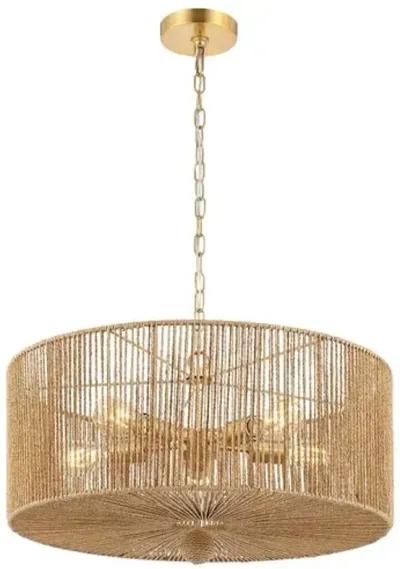 Mazey 5-Light 24" Pendant - Natural/Gold - Brown