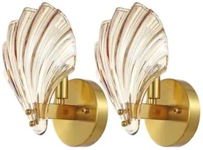 Set of 2 Nera 5" Wall Sconces - Amber/Brass - Gold