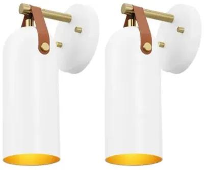 Set of 2 Esther Wall Sconces - White/Gold