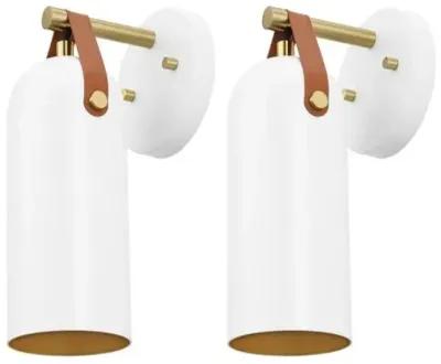 Set of 2 Esther Wall Sconces - White/Gold