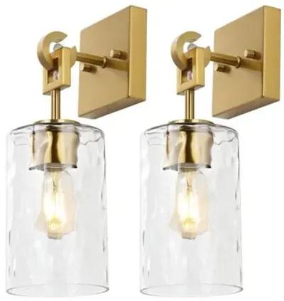 Set of 2 Solana Wall Sconces - Brass/Clear