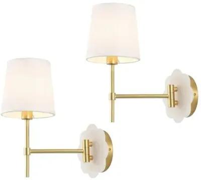 Set of 2 Lolli 11.5" Wall Sconces - Brass/White