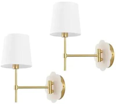 Set of 2 Lolli 11.5" Wall Sconces - Brass/White