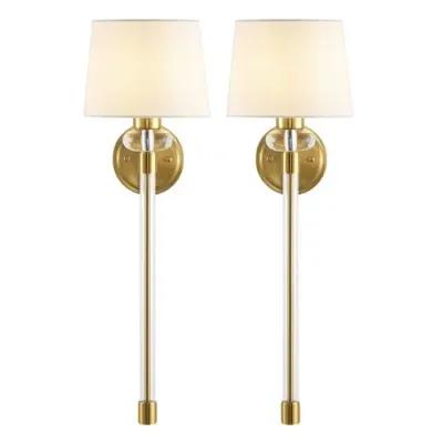 Set of 2 Tenah 9" Wall Sconces - Brass/Clear - Gold