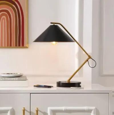 Rasha 21" Table Lamp W/ Usb - Black/Brass