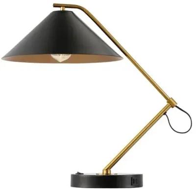 Rasha 21" Table Lamp W/ Usb - Black/Brass