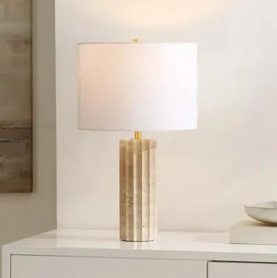 Bartholomew 23.5" Travertine Table Lamp - Beige