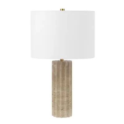 Bartholomew 23.5" Travertine Table Lamp - Beige