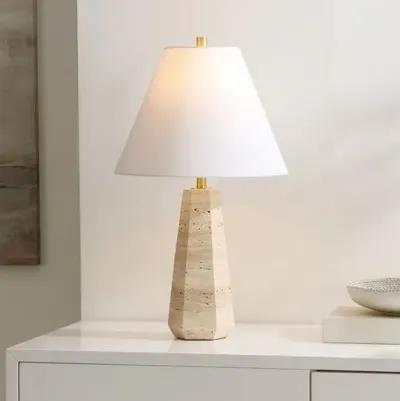 Kamryn 23.5" Travertine Table Lamp - Beige