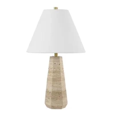 Kamryn 23.5" Travertine Table Lamp - Beige