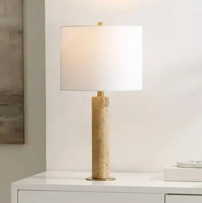 Kolleen 25" Travertine Table Lamp - Beige